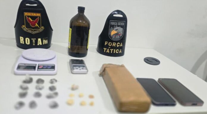 FORÇA TÁTICA E ROTAM PRENDEM DOIS JOVENS COM DROGAS E BALANÇAS EM CAMPO VERDE