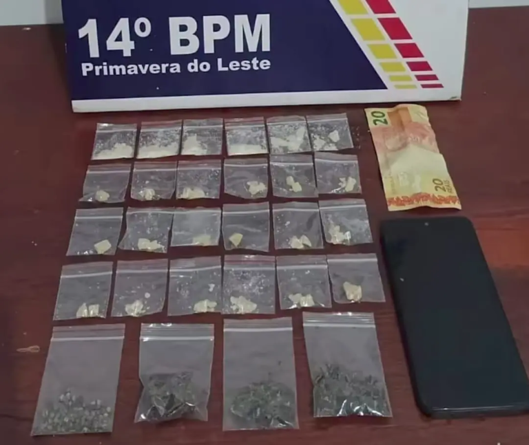 SUSPEITO TENTA FUGIR, MAS É PRESO COM 23 PORÇÕES DE DROGA EM PRIMAVERA DO LESTE